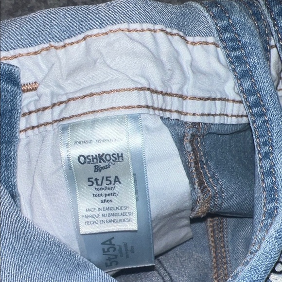 OshKosh B'gosh Blue Denim Overalls with Pink Floral Accents Size 5T - Picture 6 of 7